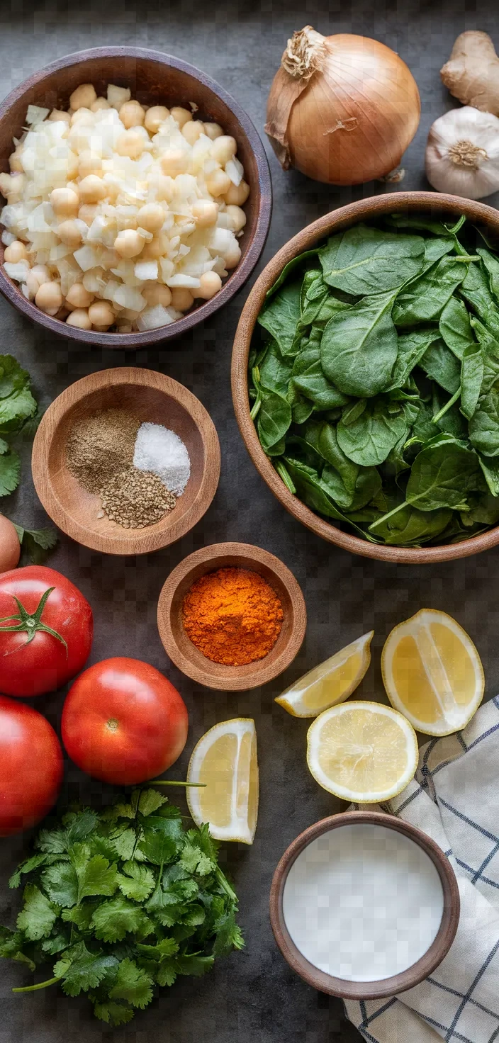 Ingredients photo for Chana Saag Chickpeas And Spinach Recipe