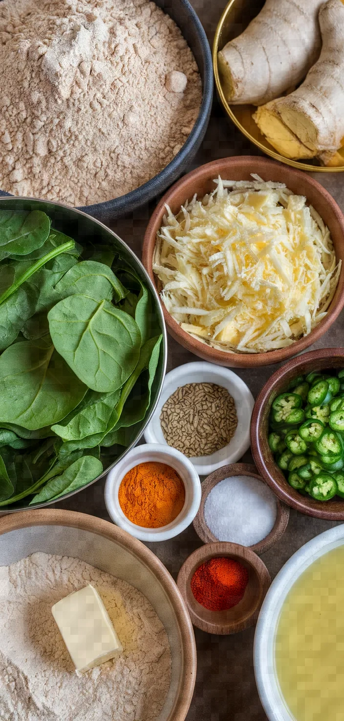 Ingredients photo for Palak Paneer Paratha Recipe