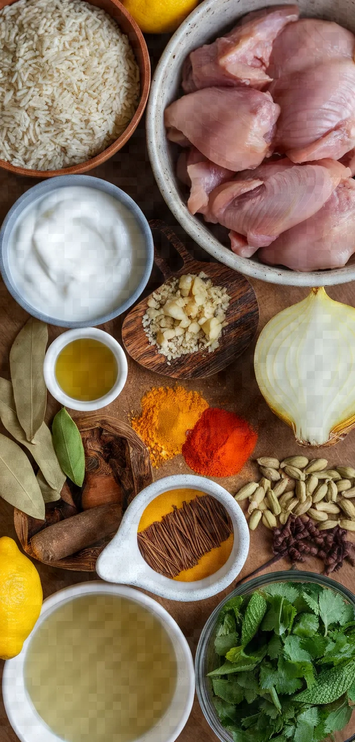 Ingredients photo for Brown Rice Chicken Biryani Instant Pot Recipe