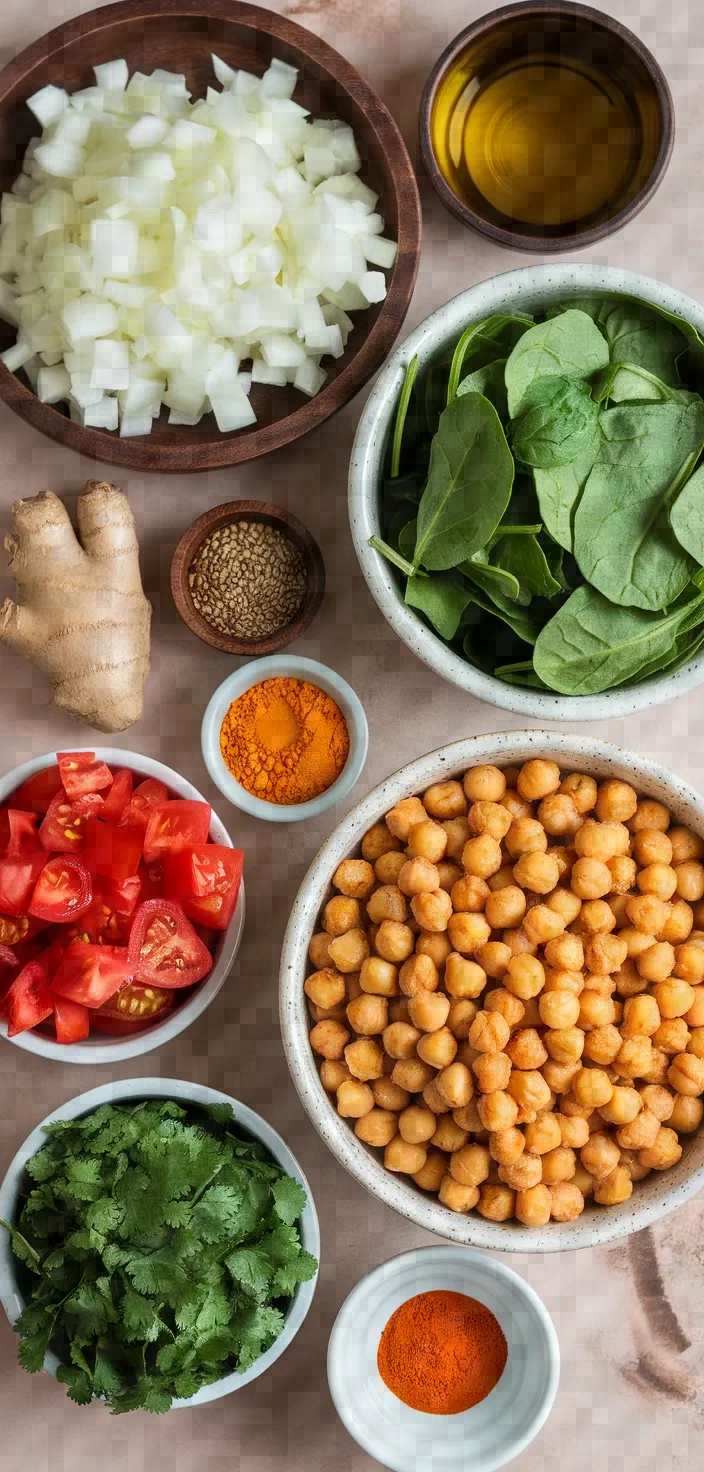 Ingredients photo for Chana Saag Instant Pot Chickpeas Recipe