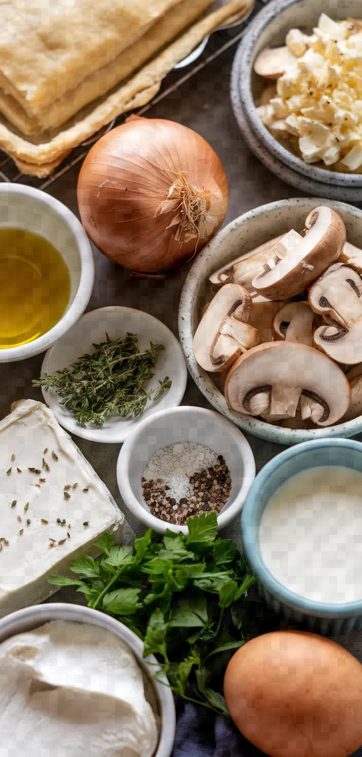 Ingredients photo for Creamy Mushroom Tartlets Recipe