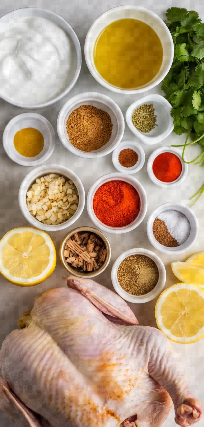 Ingredients photo for Instant Pot Whole Tandoori Chicken Recipe