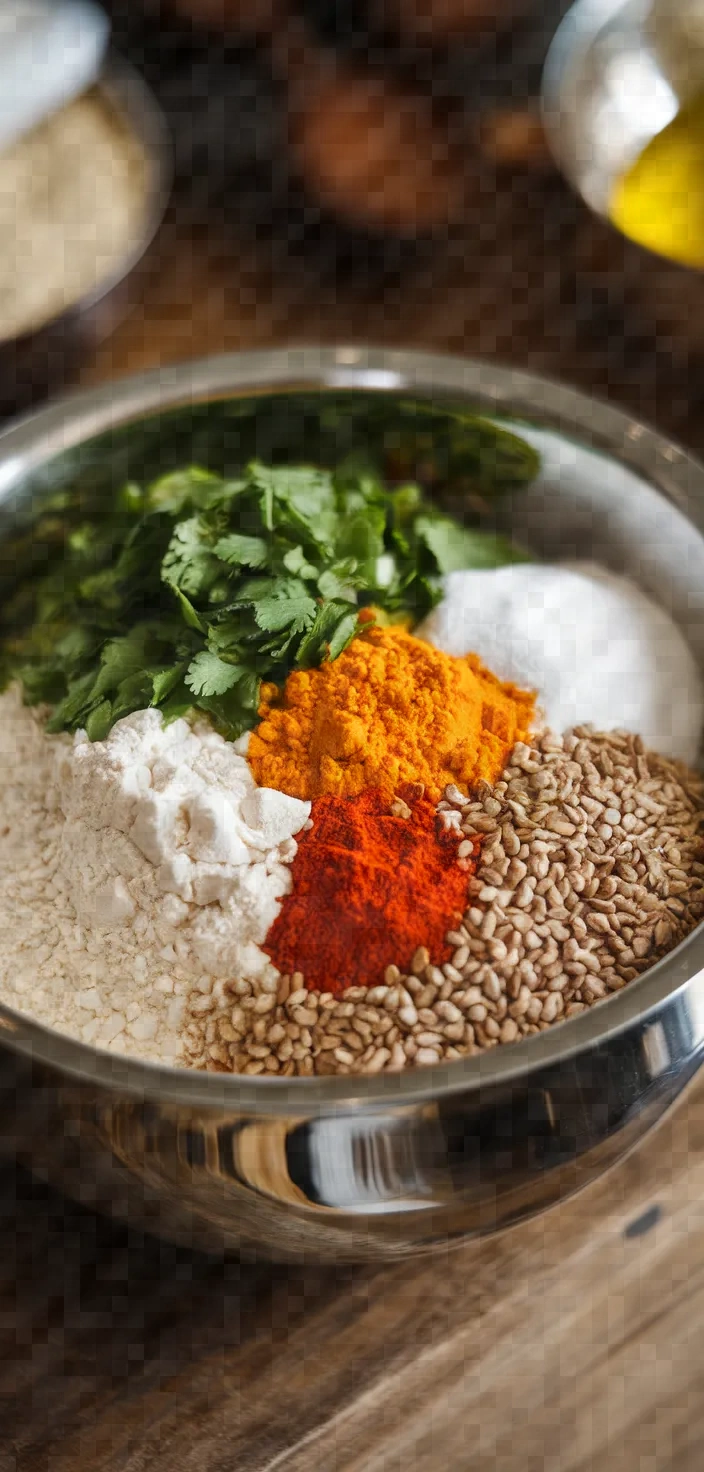 Ingredients photo for Kothimbir Vadi Spicy Cilantro Cake Instant Pot Recipe