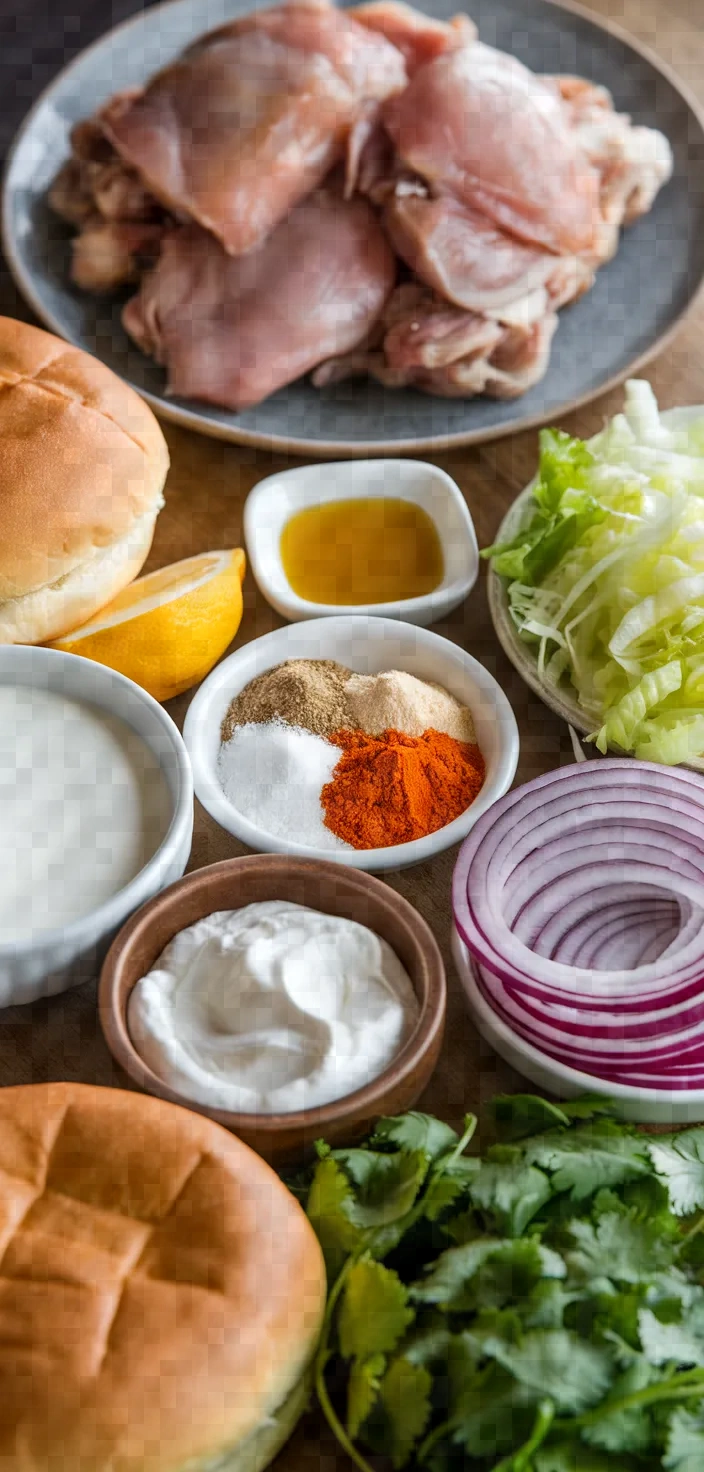 Ingredients photo for Pulled Butter Chicken Sandwiches Recipe