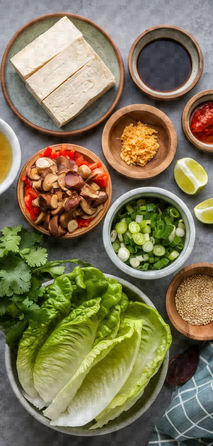 Ingredients photo for Spicy Tofu Lettuce Wraps Recipe