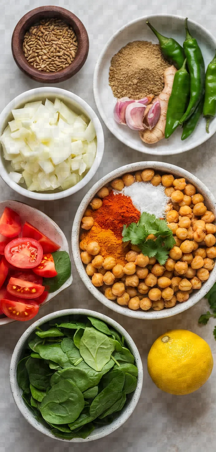 Ingredients photo for Chana Saag Recipe
