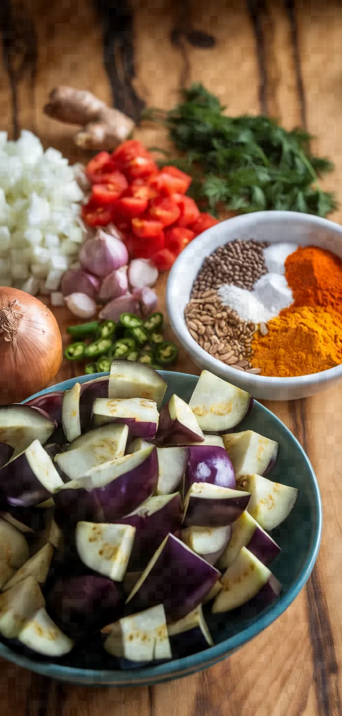 Ingredients photo for Dill Baingan Bhaji Recipe
