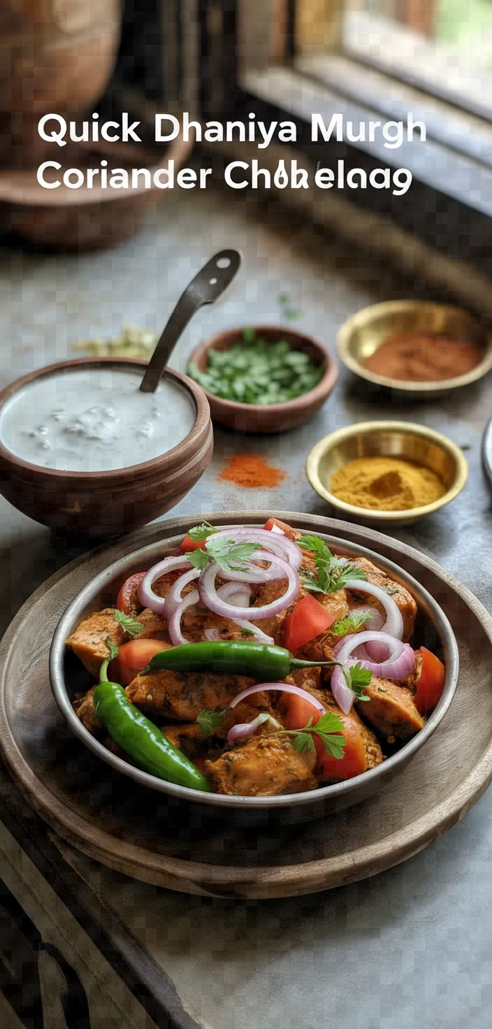 Ingredients photo for Quick Dhaniya Murgh Coriander Chicken Curry Recipe