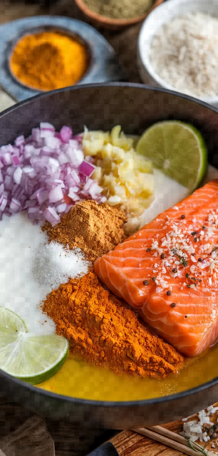 Ingredients photo for Simple Baked Salmon Curry Recipe