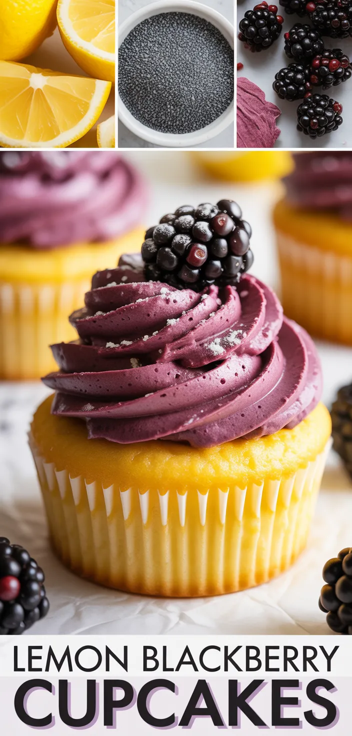 Lemon Poppy Seed Cupcakes With Blackberry Frosting Recipe