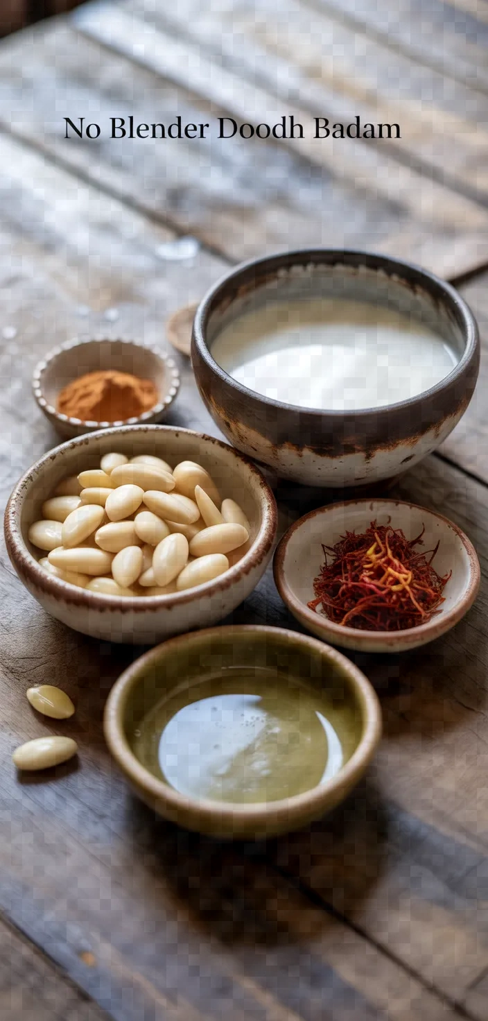 Ingredients photo for No Blender Doodh Badam Recipe